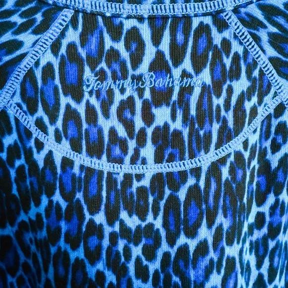 ✨NWT Tommy Bahama Blue Bomber Jacket with Bold Leopard Print - Picture 4 of 4